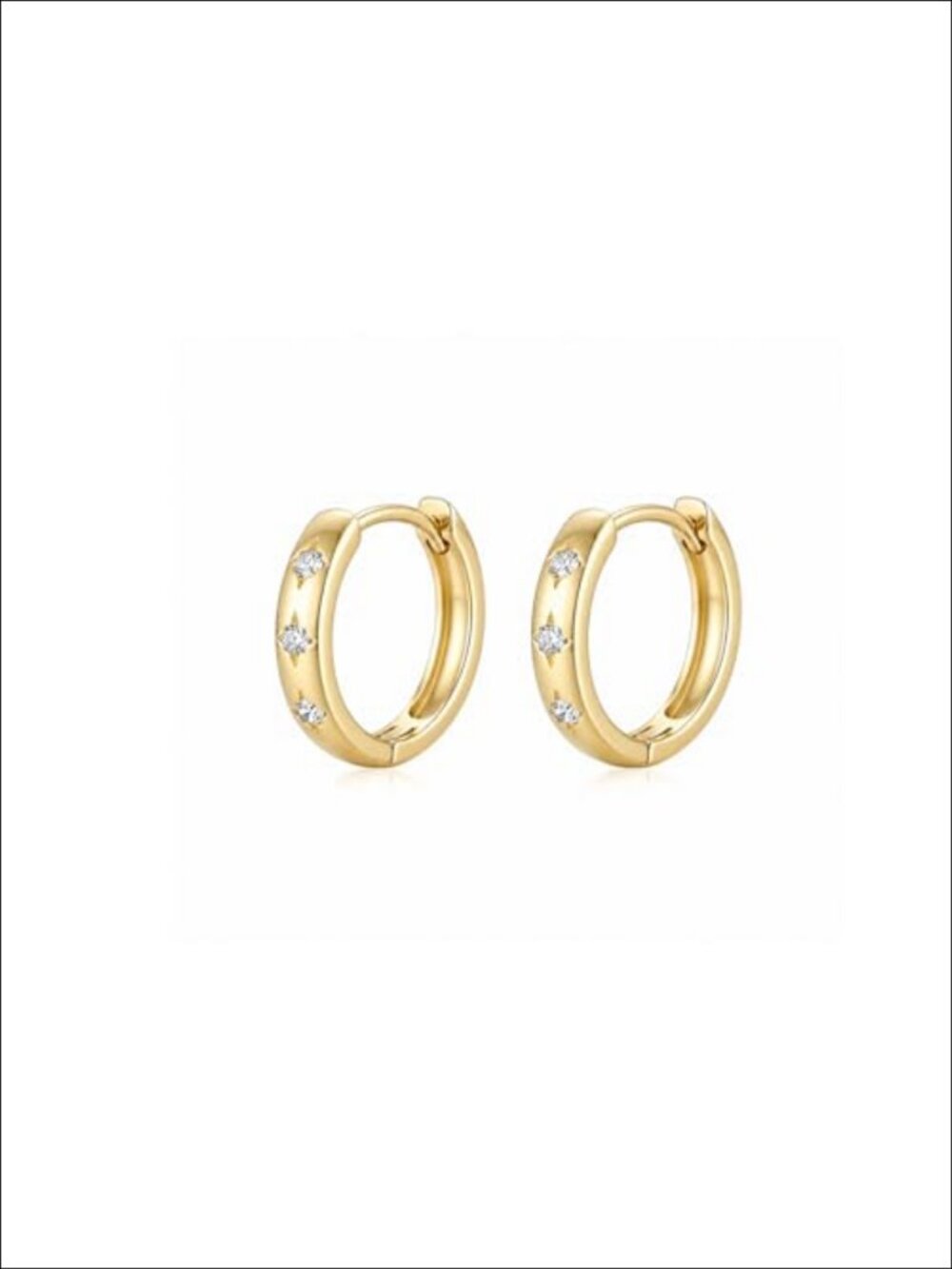 14k Gold Plated Small Hoop Earrings Hypoallergenic Huggie Hoops with Cubic